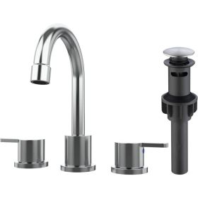 Widespread Bathroom Sink Faucet Chrome 2 Handle 8 Inch 3 Hole 360' Swivel Spout Vanity Sink With Pop Up Drain Assembly-Unable Ship On Weekends, TK And