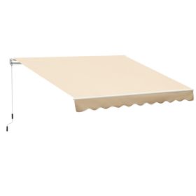 10' x 8' Retractable Awning, Patio Awnings, Sunshade Shelter w/ Manual Crank Handle, UV & Water-Resistant Fabric and Aluminum Frame for Deck, Balcony
