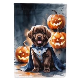 Chocolate Newfoundland Puppy Halloween House Flag Large Porch Sleeve Pole Decorative Outside Yard Banner Artwork Wall Hanging, Polyester, House Size,
