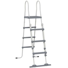 70" Above Ground Swimming Pool Ladder, A-Frame Deck Ladder with Top Platform, Non-slip Steps & Rounded Handrails for 48" Pool Wall Height, Gray