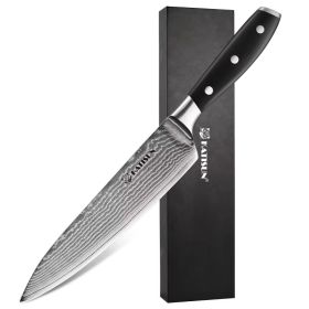 In Stock 8-inch Premium Damascus Steel 67-layer Kitchen Chef Sashimi Knife With ABS Handle, Three Rivets, Gift Box