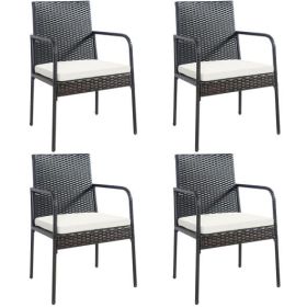 4 Pieces Patio Wicker Rattan Dining Set with Comfy Cushions