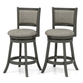 Swivel Bar Stools Set of 2 with Soft-padded Back and Seat-L