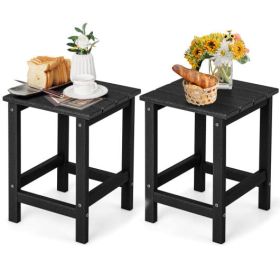 Set of 2 14 Inch Square Weather-Resistant Adirondack Side Table-Gray