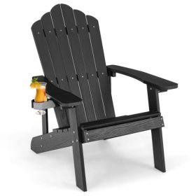 Weather Resistant HIPS Outdoor Adirondack Chair with Cup Holder-Navy