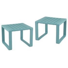 Weather Resistant Adirondack Outdoor Side Table Set of 2-Blue