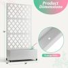 White Metal Outdoor Raised Garden Bed Planter Box with Trellis on Wheels