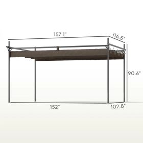 Metal Retractable Pergola Canopy, Outdoor Pergola For Garden, Patio, Backyard, Deck, Brown