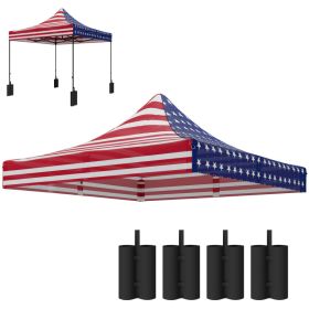 10' x 10' Replacement Canopy Top for Pop Up Canopy Tent with 4 Sand Bags, UPF50+ Protection, American Flag