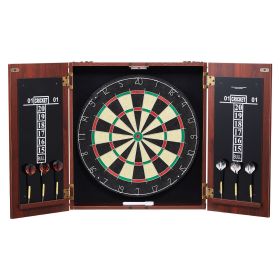 Dartboard and Cabinet Set, Ready-to-Play Bundle Official Size Dartboard Cabinet, Steel Tip Dart Hideaway Cabinet, Features Easy Assembly