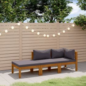 Wooden Lounge Set Dark grey, Acacia wood finish