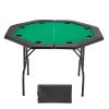 Foldable Poker Table, 8 Player 48 in Folding Casino Leisure Table with Padded Rails & Cup Holders