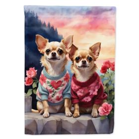 Chihuahua Two Hearts Garden Flag Mailbox Flag Decorative Yard Flag Banner Outside Patio Artwork Yard Flower Beds, Garden Size, Multicolor