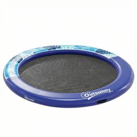8FT Inflatable Water Hammock Floating Ring, Inflatable Floating Dock Platform for for Lakes, Pools, Oceans, Blue