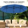 Double-sided Patio Umbrella, 9.5' Outdoor Umbrella with Push Button Tilt and Crank, 3 Air Vents and 12 Ribs, Navy Blue