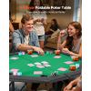 Foldable Poker Table, 8 Player 48 in Folding Casino Leisure Table with Padded Rails & Cup Holders