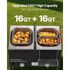 Outdoor Propane Deep Fryer, Dual-Tank 16QTx2 Large Capacity Commercial Fryer, Stainless Steel Fish Cooker with 3 Basket, Thermometer