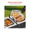 Outdoor Propane Deep Fryer, Dual-Tank 16QTx2 Large Capacity Commercial Fryer, Stainless Steel Fish Cooker with 3 Basket, Thermometer