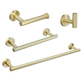 4-Pieces Brushed Nickel Gold Bathroom Accessories Set, Stainless Steel Bathroom Hardware Set, Bath Towel Bar Set, Towel Racks For Bathroom Wall Mounte