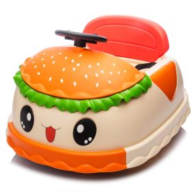 12V Kids Ride On Electric Bumper Car W Parents Control,Cute&Realistic Hamburger Design,360 Degree Rotation,Storing Space,Bluetooth,Music,USB,Silent Wh