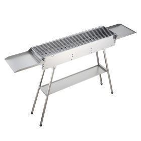 Foldable Charcoal Grill, 250 sq.in. Portable Charcoal Barbecue Grill with Liftable Charcoal Tray & Side Tables