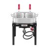 18 Qt Fish and Wing Fryer with Double Basket, Aluminum Propane Fish Fryer Kit, Outdoor Deep Fryer Seafood Pot with Thermometer and 58