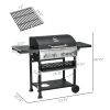 Propane Gas Grill 4+1 Burner 40000 BTU BBQ Trolley with Warming Rack Shelves Bottle Opener Thermometer