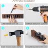 Mop and Broom Holder Wall Mount - Rustic Wood Broom Mop Hanger - Wall Mounted Garden Tool Rack Organizer for Closet Garage Laundry Room Kitchen Decor