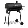 Barrel Charcoal Grill with Side Front Table, 571 Sq. In. Cooking Space, for Outdoor Backyard Patio Parties, Black