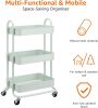 3-Tier Metal Rolling Utility or Kitchen Cart - Mint Green