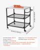 Outdoor Grill Cart, 31.5 x 24.0 inch Stainless Steel Tabletop Size Grilling Table, Outdoor Cooking Table with 4 Wheels & Side Handle, Two Mesh Shelves