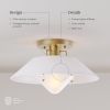 Artisan Mid-Century Modern Flush Mount Ceiling Light, Flush Mount Lighting Fixture for Kitchen or Living Room with Brass Accent, Line Shade
