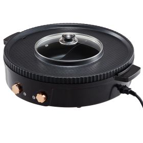 Hot Pot with Grill, 1800W 2-in-1 Electric Smokeless Grill and Hot Pot, Korean BBQ Shabu Shabu Hotpot with Separate Dual Temperature Control