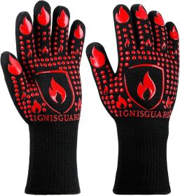 BBQ & Grill Gloves, Oven Gloves, 1472Â°F Silicone Oven Mitts Heat Resistant Grilling Gloves Fireproof Non-Slip for Barbecue Cooking Baking Smoking