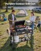 Outdoor Grill Cart, 31.0 x 17.0 inch Tabletop Size Grilling Table, Foldable Outdoor Cooking Table with Tissue Holder, Wheels, Magnetic Tool Rack