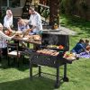 Charcoal Grill Outdoor BBQ Grill, Extra Large Cooking Area with Two Individual & Adjustable Charcoal Doors, Foldable Side Tables for Outdoor Cooking