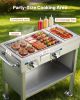 Outdoor Propane Griddle, 2 Burners (11,600 BTU Each), Commercial Stainless Steel Gas Griddle Cart with 4 Lockable Wheels, 1/3 Food Pan