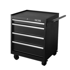 Tool Storage Cabinet And Cart 27Inch Metal Tool Cabinet With 4 Drawer,Rolling Wheel, Ball Bearing Sliders, Black Powder Coating, Suitable For Garage, (Option: Cabinet with Extra Width)
