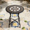 Round 24-inch Mosaic Tile Star Pattern Bistro Table with Metal Legs