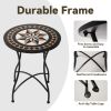 Round 24-inch Mosaic Tile Star Pattern Bistro Table with Metal Legs