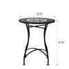 Round 24-inch Mosaic Tile Star Pattern Bistro Table with Metal Legs