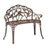 Outdoor Patio Garden Bench with Backrest in Antique Metal Finish