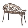 Outdoor Patio Garden Bench with Backrest in Antique Metal Finish