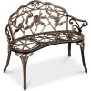 Outdoor Patio Garden Bench with Backrest in Antique Metal Finish