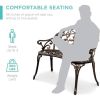 Outdoor Patio Garden Bench with Backrest in Antique Metal Finish