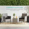 3-Piece Grey PE Wicker Outdoor Patio Furniture Dining Set with Cushions