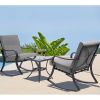 Outdoor 3-Piece Patio Furniture Rocking Chairs Table Set with Cushions
