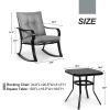 Outdoor 3-Piece Patio Furniture Rocking Chairs Table Set with Cushions