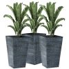 Set of 3 -  Faux Rattan Plastic Tall Large Flower Pots