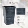Set of 3 -  Faux Rattan Plastic Tall Large Flower Pots
